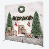 Aperturee - Aperturee White Brick Wall Fireplace Xmas Pillow Case Backdrop